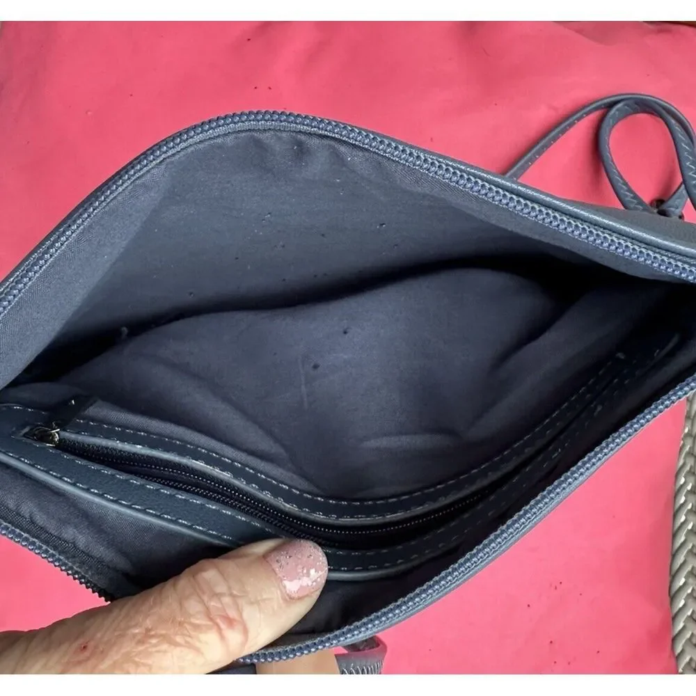 PIxie Mood Nicole Pouch‎ Blue Vegan Leather & Cork Convertible Crossbody Bag